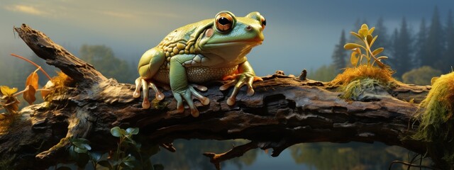 frog sitting on branch