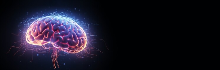 Panoramic Brain Artwork Featuring a Rich Tapestry of Neural Connections