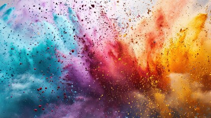 Explosión de polvo de color de pintura holi de arco iris colorido con fondo blanco