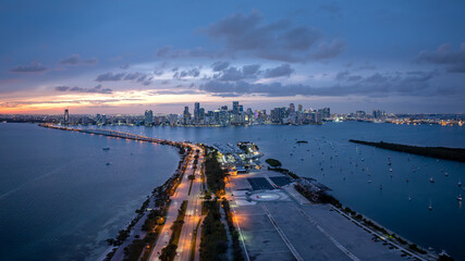 Aerial panoramic view of the city of Miami, Florida, USA. January 3, 2024.