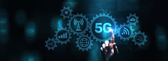 5G New generation high speed wireless mobile internet connection concept.
