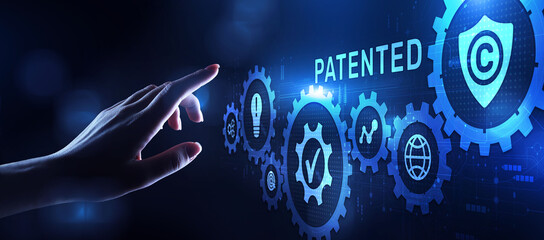 Patented. Patent copyright protection business technology concept.