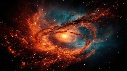 Fototapeta premium A Close-up of a Swirling Nebula with a Star-Filled Background