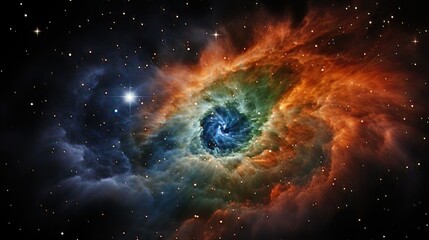 Obraz na płótnie Canvas A Close-up of a Swirling Nebula with a Star-Filled Background