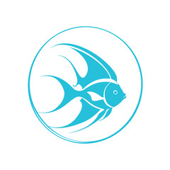 Minimalist Fish in Circle Icon Illustration