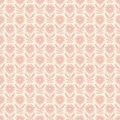 Hand drawn seamless pattern with decorative doodle flowers, repeat pattern with flowers and leaves