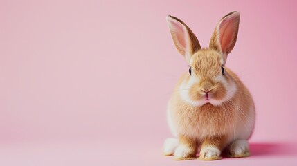 Obraz premium easter bunny with pink ribbon