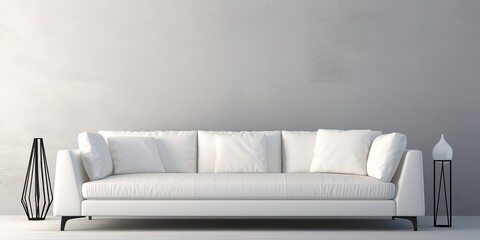 Contemporary white sofa in room design