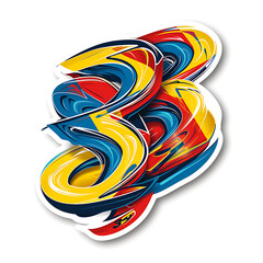 Dynamic Graphic Design with Abstract Number 33 in Red, Blue, and Yellow