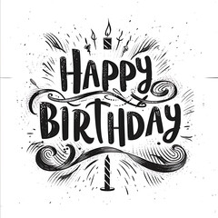 Retro Vibes: Typography Logo in Groovy, Vintage, and Cursive Fonts - 'HAPPY BIRTHDAY