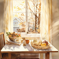 Fall, Autumn, Thanksgiving watercolor background