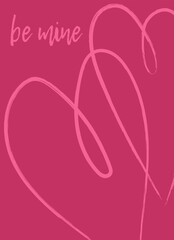 Modern line art design with grunge textured hearts and modern typography. Valentines day concept. Template for card, poster, invitation, celebration, cover, sales