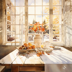 Fall, Autumn, Thanksgiving watercolor background