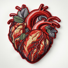 embroidered heart icon on isolated transparent background png