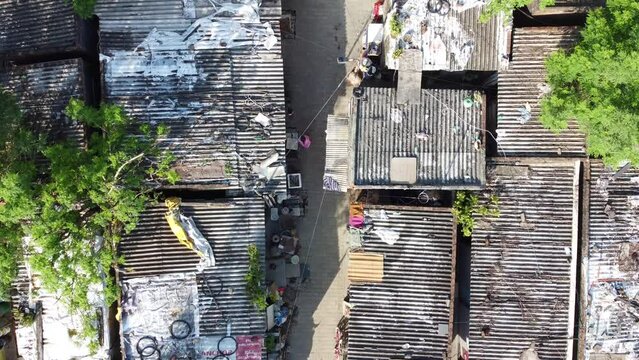 Slums and Rivers of Chennai India; showcasing the difference in lifestyle in the city