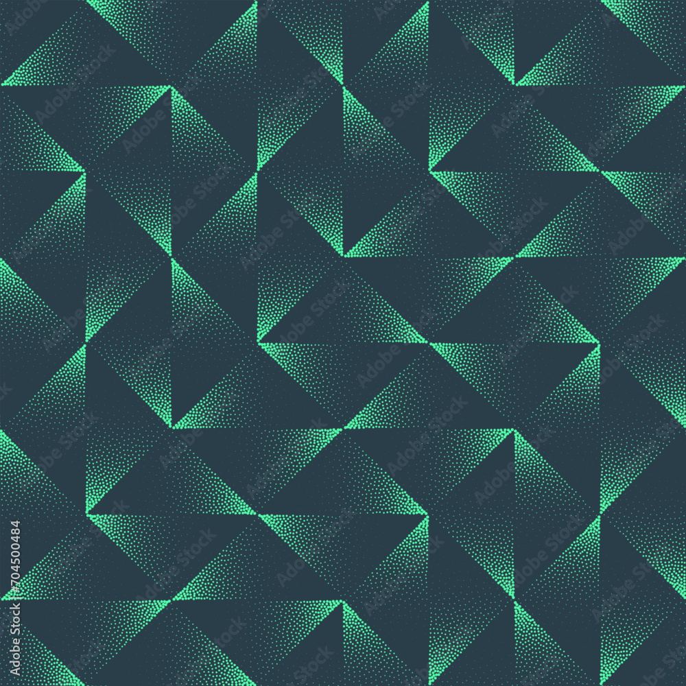 Poster modern split squares vector seamless pattern trend turquoise abstract background. half tone geometri