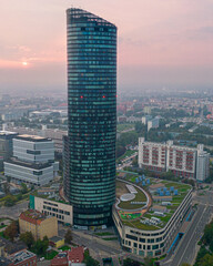 Sky Tower Wroclaw in Sunset