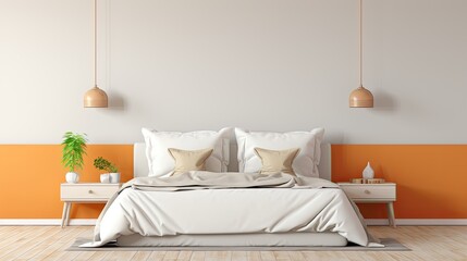 Fototapeta na wymiar Bedding room background Commercial photography of a perfectly folded elegant mat