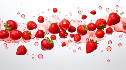 A visually appealing display of cherry strawberries, each one isolated against a white background, creating a vibrant and fresh composition.