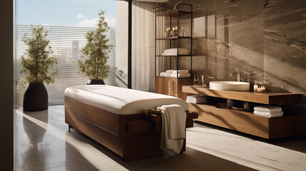 Spa massage table inside a luxury resort.