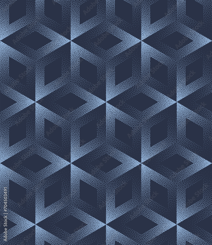 Aufkleber blue cube vector grid seamless pattern trend stylish neat abstract background. endless graphic repet