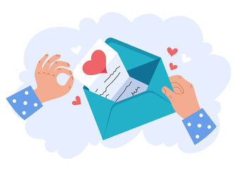 Valentine day love heart mail envelope letter concept. Vector graphic design illustration element