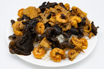Spicy Chinese Mala Dry Pot with Shrimp Pork Belly and Wood Ear Mushrooms