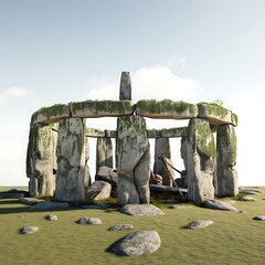 3D render of an ancient gazebo in the desert