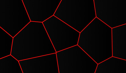 Abstract geometric Voronoi diagram background. Minimalist design with stylish polygonal shapes in gradient rendering. Red and black. Fine grain texture effect. Copy space