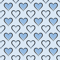 Valentine pattern seamless heart shape blue colors background.