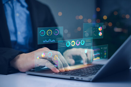 Artificial Intelligence AI data tech analytics for kpi accounting big complex business, technology algorithm system software website tool write command prompt digital internet support chart analysis