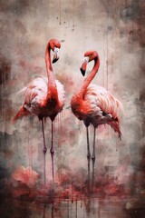 Pink Flamingo Print Wall Art Painting