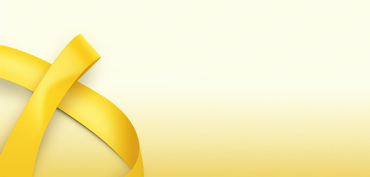 yellow Ribbon against white background for endometriosis awareness campaign, suicide prevention , Childhood cancer.