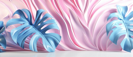 Wallpaper: Soft hues accompany the soothing rhythms of a Monstera leaf's flowing contours