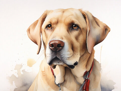 Painting of a dog with a collar and collar around its neck ai image 