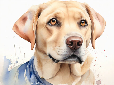 Painting of a dog with a collar and collar around its neck ai image 