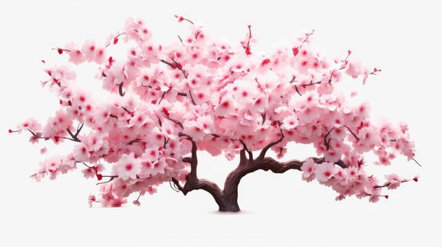 Astonishingly beautiful simple stylized iconographic cherry blossom tree