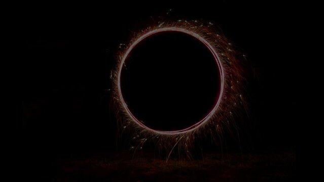 Video of Glowing Light Circle on Black Background, Circle on Black Background.