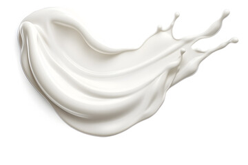 White milk  or cream wave splash with splatters and drops isolated on white background - obrazy, fototapety, plakaty