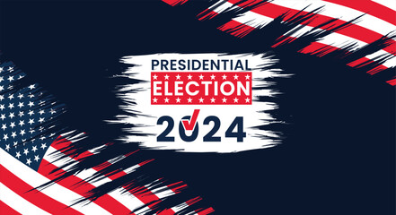 Presidential election 2024 background design template with USA flag and typography. Vector background for US presidential election Event poster design, Banner, card.
Political election 2024 campaign b
