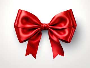 Fototapeta premium Red ribbon and bow isolated against white