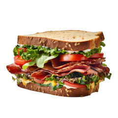 Loaded Sandwich - Hearty and Filling. Isolated on a Transparent Background. Cutout PNG.
