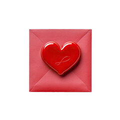 Love Letters Sealed With a Crimson Wax Heart Stamp. Isolated on a Transparent Background. Cutout PNG.