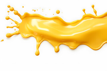 Melted cheese border on white background. Cheese splash cut out