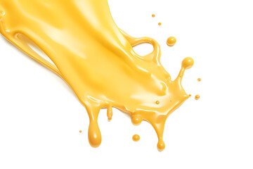 Melted cheese border on white background. Cheese splash cut out