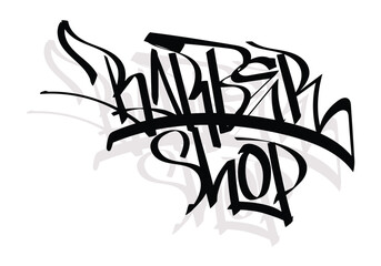 BARBER SHOP word graffiti tag style