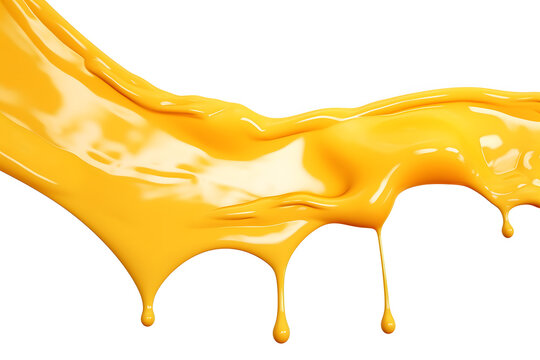 Melting cheese runs from top to bottom on white background.