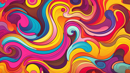 Seamless retro style groovy psychedelic background