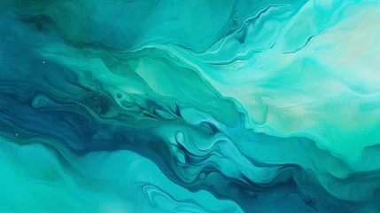 Foto op Plexiglas Teal blue green gradient paint background with liquid fluid grunge texture © Swaroop