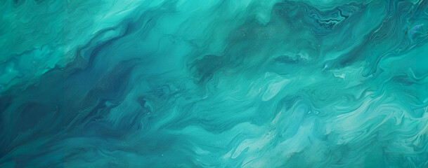 Teal blue green gradient paint background with liquid fluid grunge texture